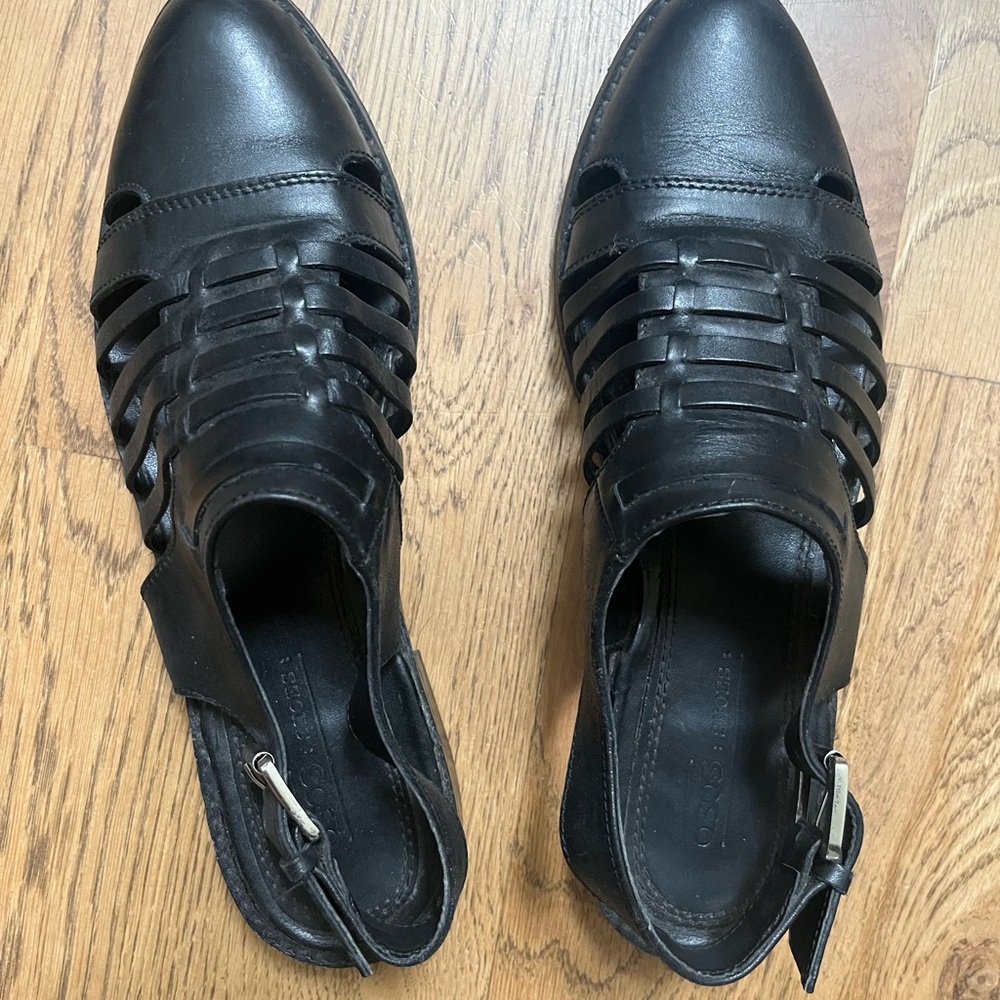 ASOS Black Leather Woven Women's Shoes